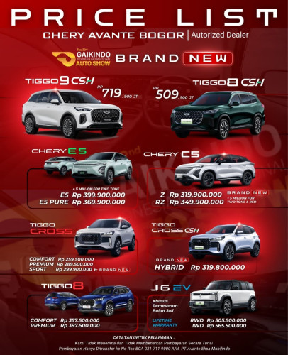 Pricelist Harga Chery kapuk 2025